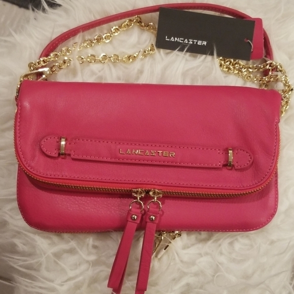 💕LANCASTER PARIS💕 Leather Clutch Crossbody Bag - Picture 1 of 8